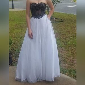 Blondie Nites Black and White Prom Dress